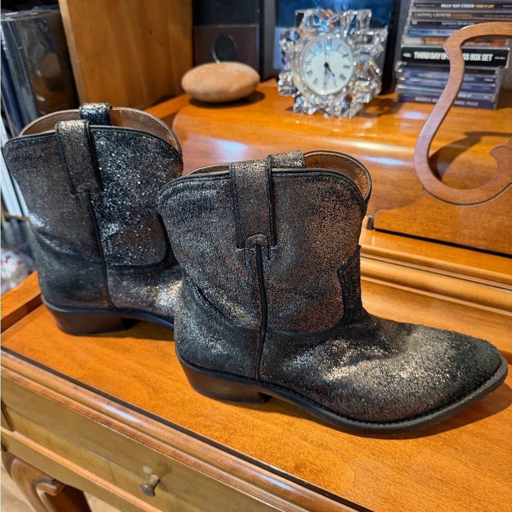 Frye Sparkly Black Cowboy Boots